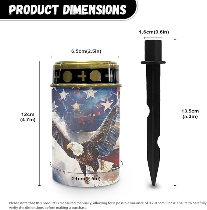 Patriotic Solar Garden Lights Outdoor Decorative 4th of July Solar Stake Lights Landscape Lights Cemetery Decorations for Grave Lights Decorate Lawn, Patio, Fence, Backyard - USA Flag Eagle