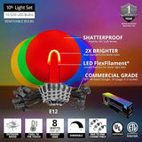 10' FlexFilament LED Shatterproof Outdoor String Lights Black Wire 1-Watt per Bulb Globe String Lights Balcony | Lumora
