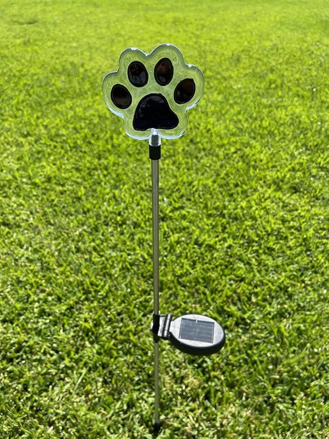 Solar Garden Stake Lights with Color Changing LED or Regular White LED Landscape Path Lights (Set of 2) (Dog Paw) | Lumora