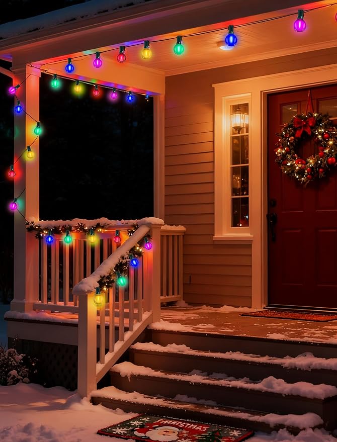 50Ft G40 Globe String lights Outdoor, Frosted Multicolor Christmas Lights with 27 Shatterproof LED Bulbs, Hanging | Lumora