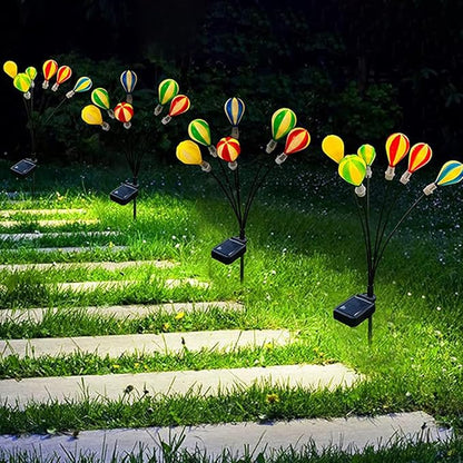 2pcs Solar Hot Air Balloon Stake Lights LED Firefly Outdoor Garden Solar Lawn Decorations Weatherproof Pathway Lamps for Patio Yard Camping and Landscape Lighting