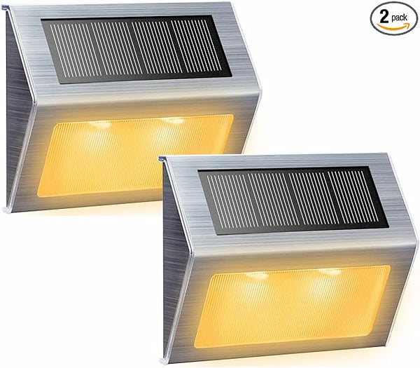 XLUX Solar Lights for Steps Decks Pathway Yard Stairs Fences, LED lamp, Outdoor Waterproof, Warm Light, 2 Pack | Lumora