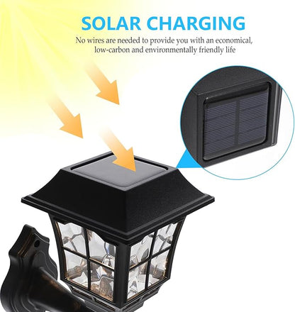 2pcs Solar Wall Lights Outdoor Waterproof Solar LED Yard Lamps Warm White Garden Path Lights for Patio Lawn Landscape Lighting