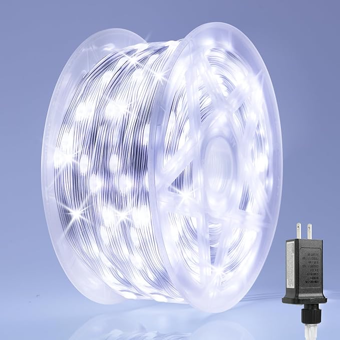 328FT 1000LED Christmas Lights Outdoor, Outdoor Transparent Wire Christmas Tree Lights with 8 Modes Waterproof, Plug in String Light for Outside Indoor Xmas Tree House Holiday Wedding Party Decor