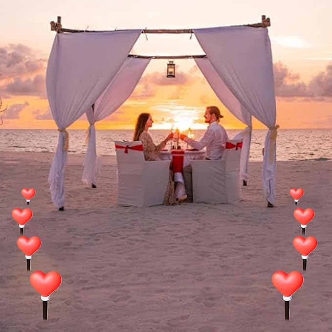 Valentines Day Decorations, 4PCS/Set Waterproof Heart Solar Lights Outdoor, Valentines Day Decor Heart Shaped Light for Garden Pathway Flowerbed Porch Walkway