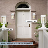 zeyu Modern Outdoor Wall Light - 12 Inch Exterior Light Fixture for House Front Porch, Clear Glass Shade in White | Lumora