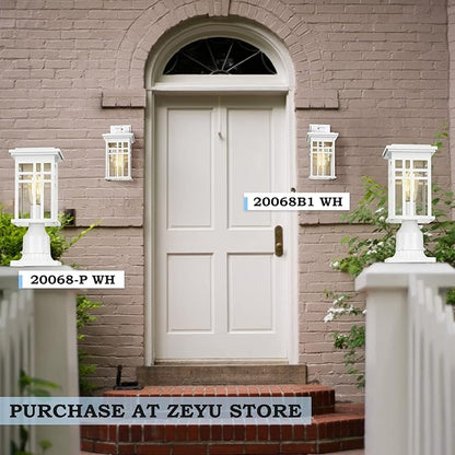 zeyu Modern Outdoor Wall Light - 12 Inch Exterior Light Fixture for House Front Porch, Clear Glass Shade in White Finish, 20068B1 WH