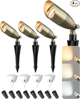 EDISHINE Solid Brass Landscape Spotlights, 12V LED Low Voltage Landscape Lights, 3CCT MR16 Bulb Included, Bronze | Lumora