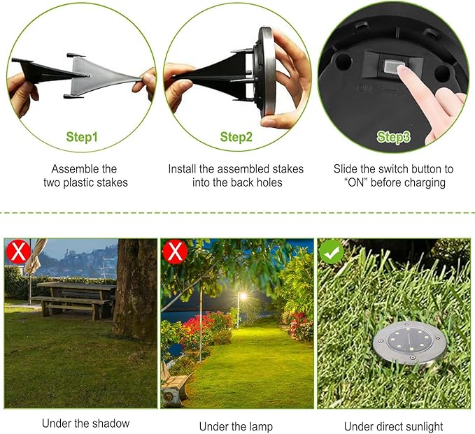 Solar Lights Outdoor, 4Pcs IP65 Waterproof Solar Ground Lights for Outside, LED Flat Landscape Decorative Lighting | Lumora