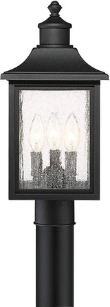 John Timberland Moray Bay Mission Outdoor Post Light Fixture Style Black Steel 17" Clear Seedy Glass for Exterior | Lumora