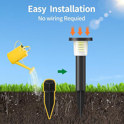 Solar Pathway Lights Outdoor 2 Pack, IP65 Waterproof Solar Powered Outdoor Lighting with 3-Color Remote Control, Auto On/Off Landscape Lights for Yard, Garden, Driveway, Patio, Walkway