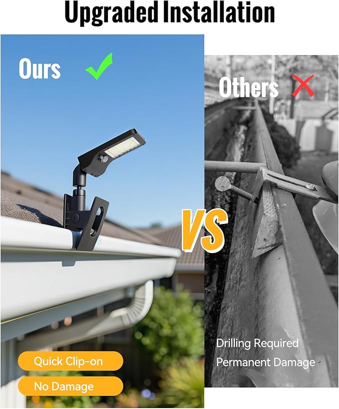 Clip On Solar Lights Outdoor, 350LM Solar Motion Sensor Clamp Light with 1200mAh Battery, 3 Modes 360° Adjustable Waterproof Fence Lights for Porch, Mailbox, Camping, Emergency, Security