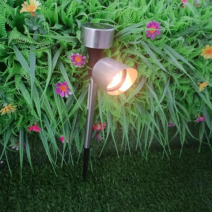 Hemoton 2 Pcs Solar Garden Pathway Lights Outdoor Waterproof Lawn Stake Lights Warm White LED for Patio Yard Landscape Lighting
