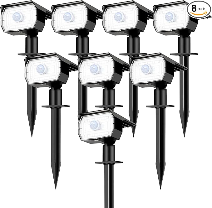 [ 8 Pack/56 LED ] Solar Lights Outdoor Motion Sensor, Spot Landscape Lighting with 3 Modes, Waterproof Spotlights | Lumora