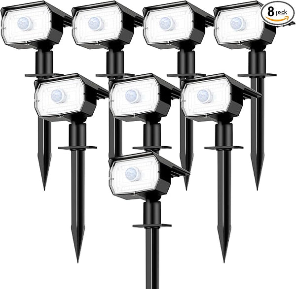 [ 8 Pack/56 LED ] Solar Lights Outdoor Motion Sensor, Spot Landscape Lighting with 3 Modes, Waterproof Spotlights | Lumora
