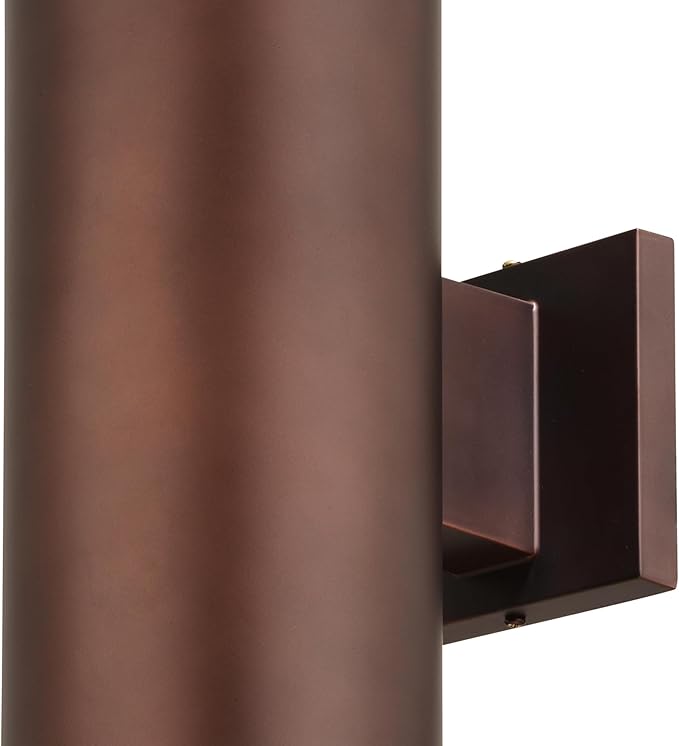 VAXCEL Chiasso Modern Outdoor Porch Light, 5" W x 14.25" H 2-Light Bronze Cylinder Wall Sconce, Waterproof Up and Down Wall Light for Porch, Patio, Deck, or Front Door