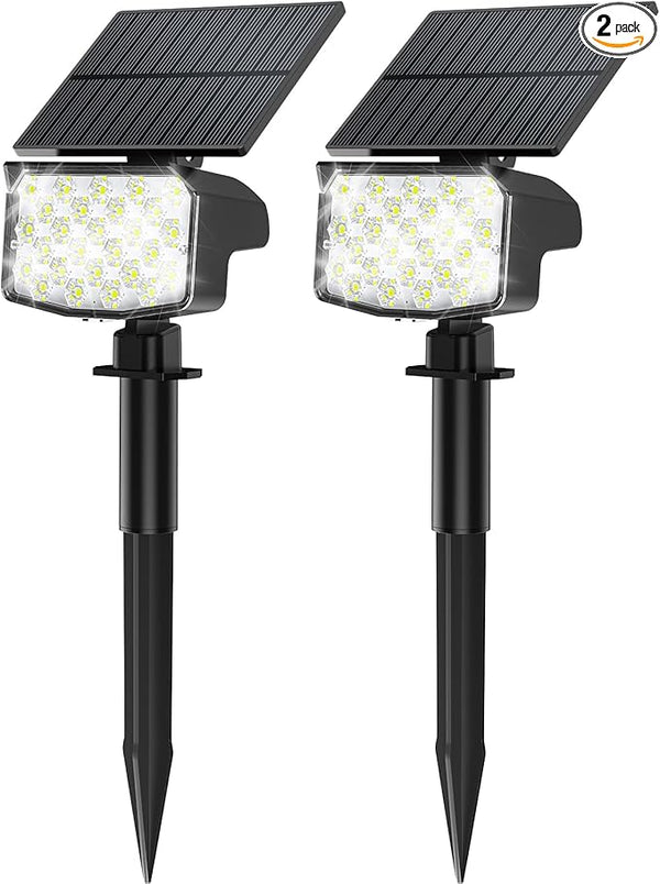 Solar Spot Lights Outdoor, [27 LED/2 Pack] Adjustable Solar Lights Outdoor Waterproof IP65, Solar Powered Landscape | Lumora