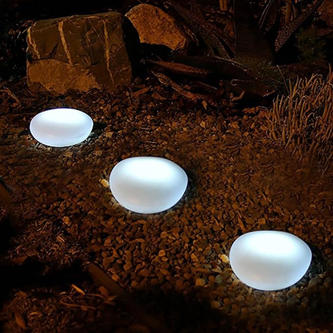 Solar Pebble Light, Waterproof Solar LED Garden Lighting Stone lamp Ground Lamp Outdoor Wall Lamp for Outdoor Landscape Yard Path Fence Lawn Tree Park Decoration Lights (White 2pcs)