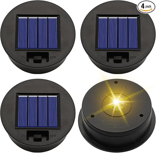ZNYCYE Solar Light Replacement Top Parts 4 Pack(Top Size 3.31 inch,Bottom Size 2.83 inch) 7 Lumens Lantern Lids Waterproof LED Replacement Light Decorations for Outdoor Garden, Patio,Pathway,Yard