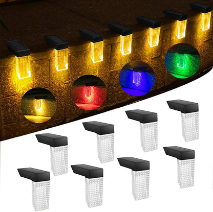 Solar Lights Outdoor 8 Pack: IP68 Waterproof Snow-Resistant for Stairs, Deck, Garden,Step,Wall,Fence, Railing,Pathway.Warm White & RGB Color Changing