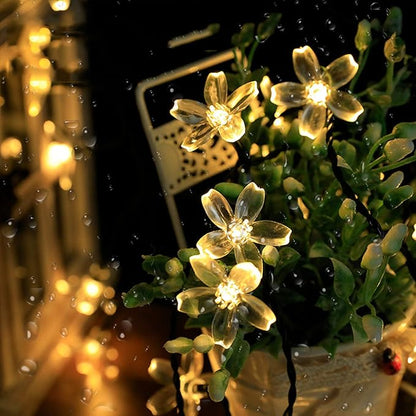 Solar String Lights Outdoor Lights LED Waterproof Sakura Tree Flower Shape 8 Functions Peach Lantern Christmas Garden Decoration Lights