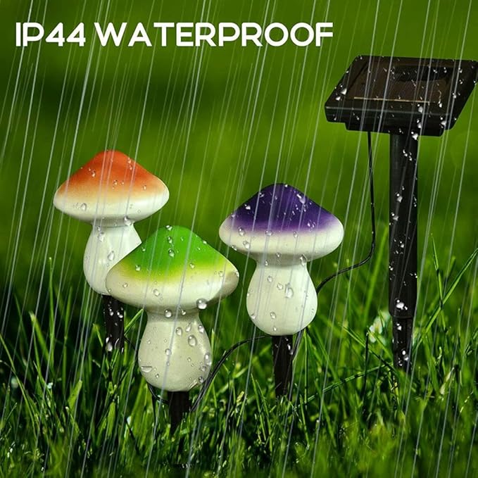 AOLI 3pcs Mushroom Outdoor Solar Garden Lights Landscape Pathway Light Decor (Multicolor)