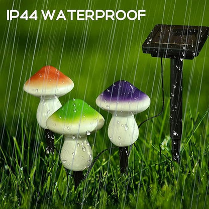 AOLI 3pcs Mushroom Outdoor Solar Garden Lights Landscape Pathway Light Decor (Multicolor)