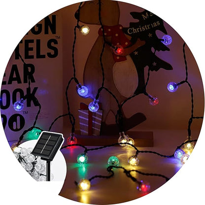 Solar String Lights Outdoor Lights led Bubble Ball Color Warm Light String 8 Functions Outdoor Engineering Lantern Christmas Garden Decoration