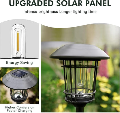 Grand patio Solar Outdoor Lights, 5 Pack, Glass Light Metal Pathway Light, Waterproof Landscape Lighting, Automatic Dusk and Dawn Sensor (Slate Gray)