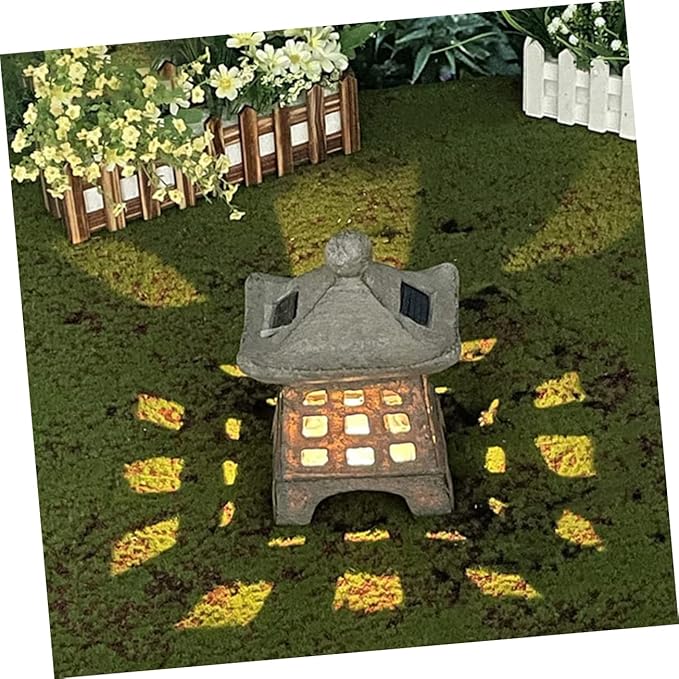 Lawn Decorations Outdoor Solar Pathway Lights Pagoda Garden Statue Landscape Lighting