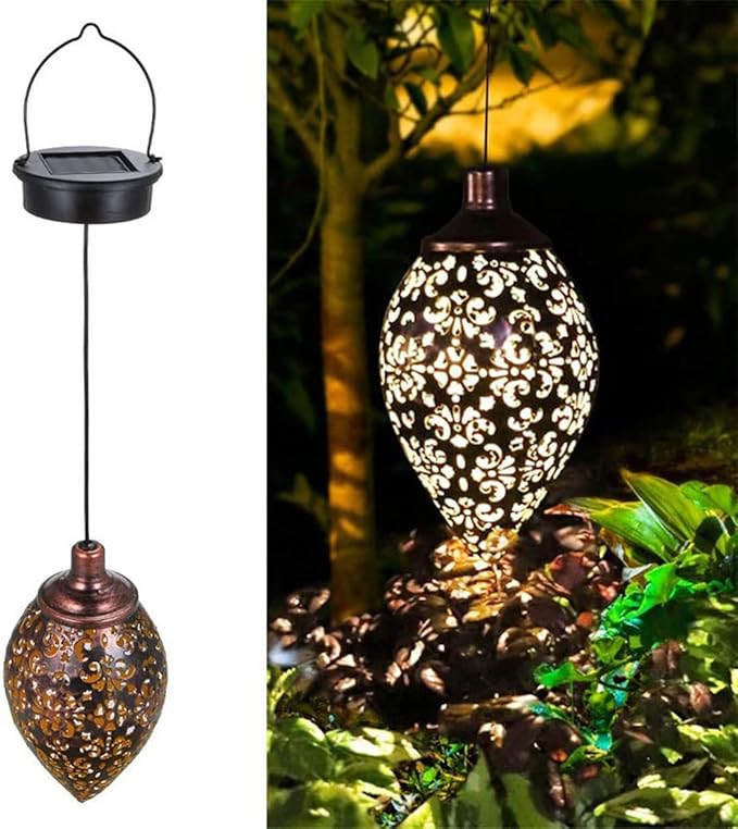 Solar Light Induction Water Drop Lamp Outdoor Garden Hollow Decoration Projection Lamp Led Flower Pile Lamp Decoration Landscape Lawn Garden Lamp Diameter 10Cm/4Inch Length 55Cm/22Inch Warm Light