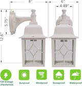 LIT-PaTH Dusk to Dawn Outdoor Wall Lantern, White Large Exterior Wall Light Fixture, E26 Base, Anti-Rust Aluminum | Lumora