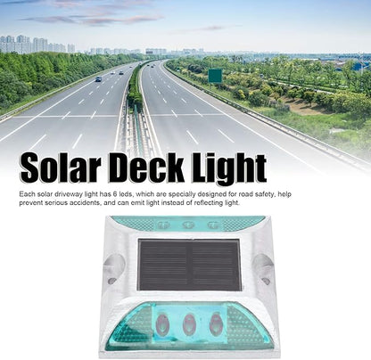 Alomejor Solar Driveway Lights, Cast Aluminum IP68 Outdoor Light with 72 Hour Runtime, 10 Ton Pressure Marker for Pathway and Garden (Green)