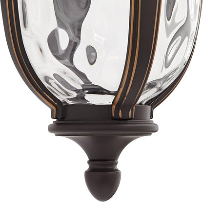 John Timberland Park Sienna Vintage Outdoor Wall Light Fixture Bronze 16 3/4" Clear Hammered Glass Downbridge for Exterior House Porch Patio Outside Deck Garage Yard Front Door Garden Home