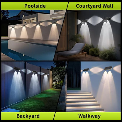 Solar Fence Lights Outdoor,3CCT Warm White Cool White 3-Way Solar Deck Lights IP65 Waterproof Fence Light for Outside Stairs Backyard (12Packs)