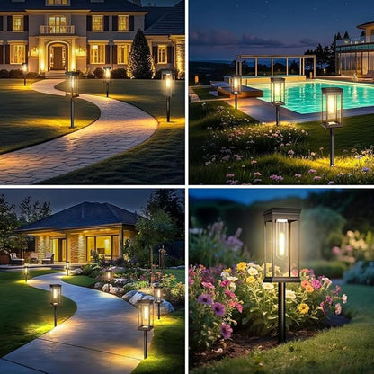 8pk,Solar Lights Outdoor Waterproof Torch Lights, Landscape Lighting for Outside, Solar Pathway Light for Patio Lawn Porch Walkway Driveway Garden Decorations