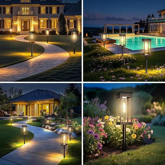 8Pack Solar Lights Outdoor Waterproof Lights Landscape Lighting for Outside, Solar Pathway Light for Patio Lawn Porch Walkway Driveway Garden Decorations for Outside