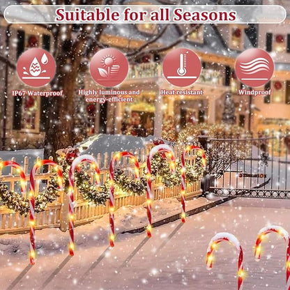 Solar Candy Cane Lights, 12PCS Waterproof Candy Cane Christmas Outdoor Lights with 72LED, 8 Modes 1200mAh Solar Powered Outdoor Decorations Led Light for Christmas Pathway, Yard, Patio, Garden