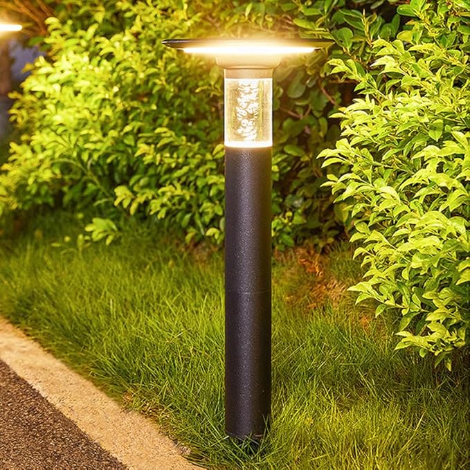 Solar LED Pathway Light Auto On/Off Landscape Lighting Die-cast Aluminum Rustproof Garden Path Light Outdoor IP65 Waterproof Solar Bollard Lights for Yard Doorway Patio Balcony