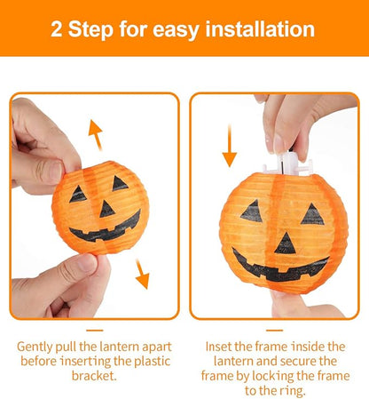 Halloween Lantern String Lights, Jack O Lanterns Pumpkin String Lights Plug in, 10 Orange Lights String 9.83FT Connectable Indoor/Outdoor Halloween Decorations