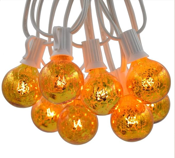 Hometown Evolution, Inc. Gold Outdoor Patio String Lights (10 ft, G40 Gold 1.6" Bulbs - White Wire) | Lumora