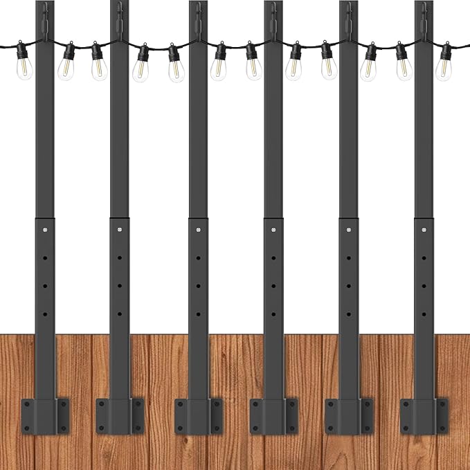 zoegi 6 Pack 2.8FT String Light Poles,Light Poles for Outside Lights with Fork,Outdoor Brackets Hanging | Lumora