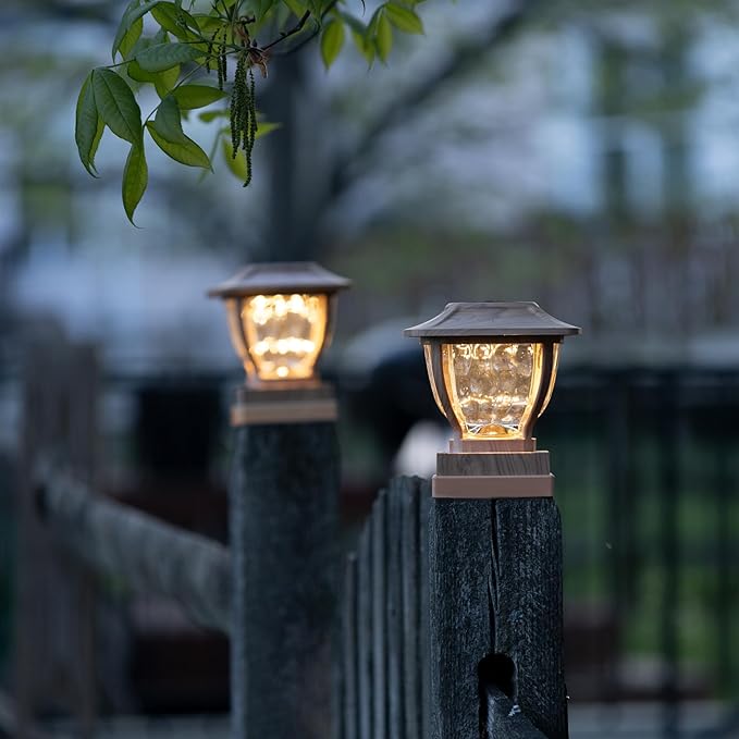 Maxsa 41881 Solar Wave Glass Post and Fence Cap Lights, Dusk-to-Dawn Solar-Powered Lighting, 3 - Outdoor Path Light | Lumora