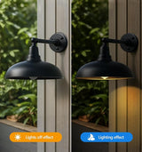 17" Outdoor Gooseneck Barn Light, Matte Black Industrial Wall Mount, Rust and Weatherproof, Vintage Farmhouse Style | Lumora