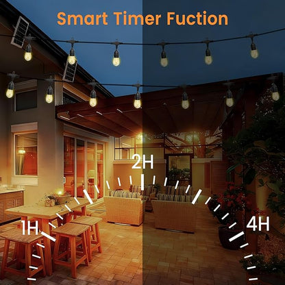 72ft Outdoor String Lights with Remote & Dimmer,36+2 Commercial Grade IP65 Waterproof Bulbs, 2700K Warm White,3 Lighting Modes & Timer,Includes 40 Cable Ties for Patio,Garden, Party