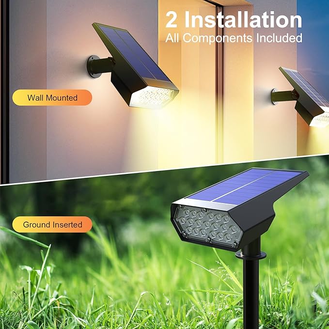 Upgraded Solar Spot Lights Outdoor, Waterproof IP65 RGB Color Changing Solar Outdoor Lights, Multicolor Solar | Lumora