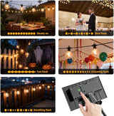 100FT Solar String Lights Outdoor Waterproof IP65 with USB-Charging , Solar Powered LED Patio Lights with 50+2 | Lumora