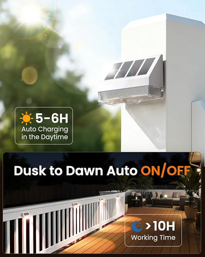 VOLISUN Vinyl Fence Lights 8 Pack, Dusk to Dawn White Solar Lights Outdoor Waterproof with Warm White LED Spot Lens, Solar Light for Fence, Yard, Wall, Backyard, Railing, Deck, and Patio