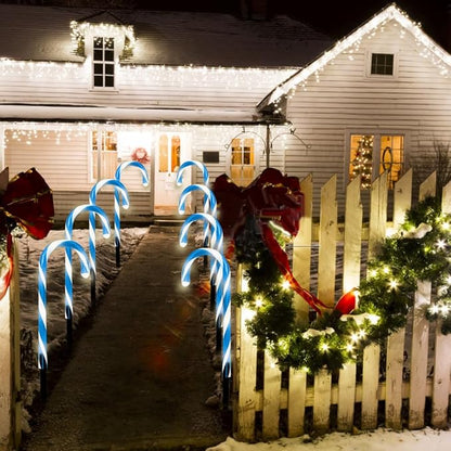 Solar Candy Cane Christmas Lights - Outdoor Pathway Decor for Walkway, Driveway, Sidewalk, Garden