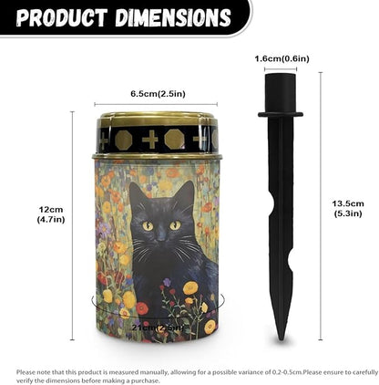 Black Cat Floral Cemetery Decorative Solar Lights Easy to Install Garden Solar Pathway Lights Waterproof Cemetery Cemetery Night Lights for Prayer Decoration